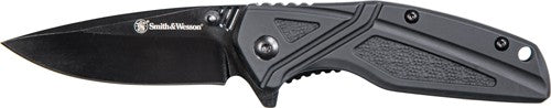 S&w Knife Black Rubber 3" Blk - Oxide Blade W-pocket Clip
