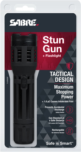 Sabre Stun Gun Flashlight - W-holster 1.820uc Black