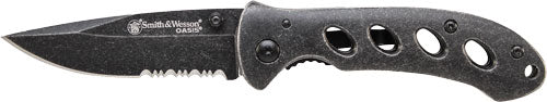 S&w Oasis Small Liner Lock - Knife 2.6" Stonewash Blade